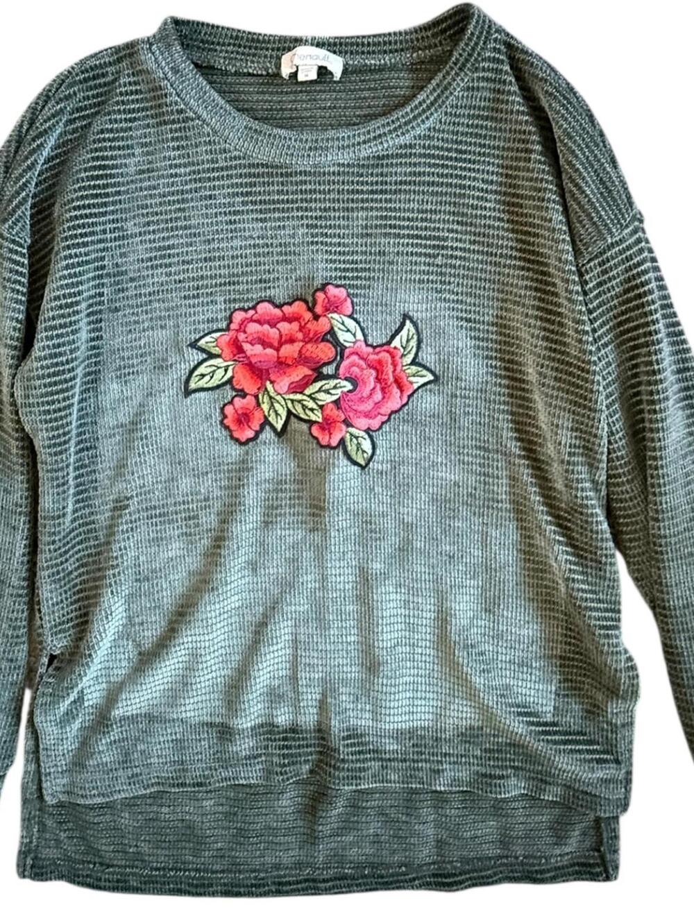 Chenault Thermal Waffle Knit Rose Pullover (Size M)